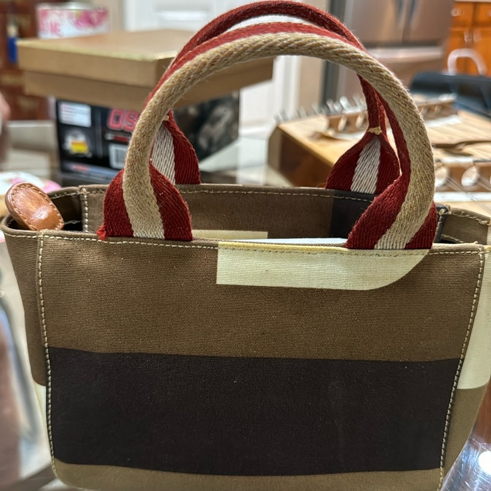 Bally mini canvas colorblock purse. Vintage 8”W X 7”H X 2”D
